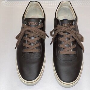 Polo RALPH LAUREN | HANFORD MENS CHOCOLATE LEATHER TRAINERS with leather upper